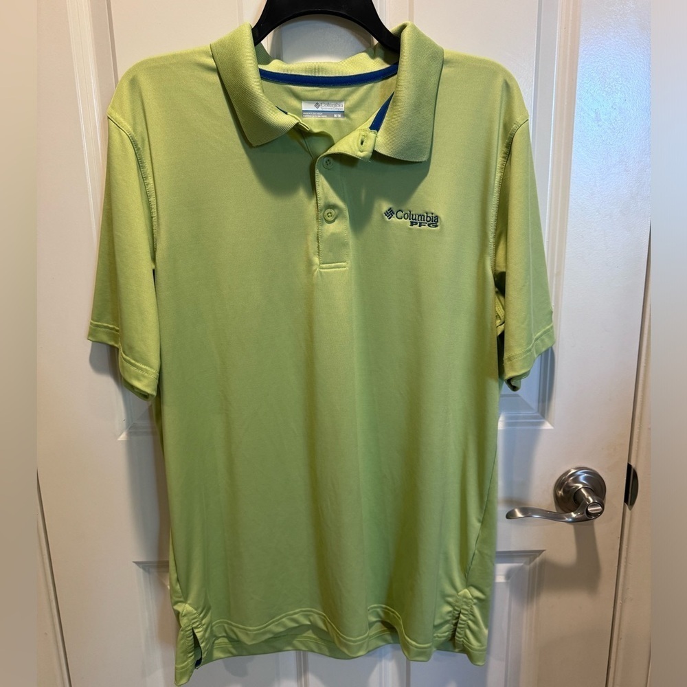 Columbia Lime Green Polo with Blue Accents